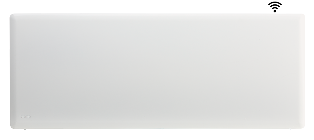 Θερμοπομπός NOBO NTL4R WiFi σε λευκό χρώμα - Πλάγια όψη με τροχήλατη βάση